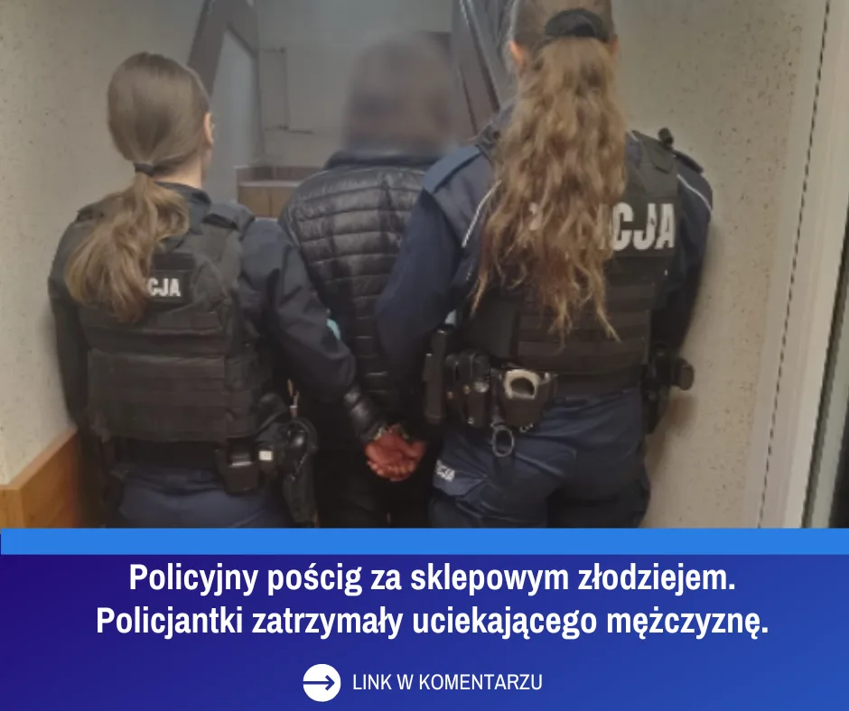 Policyjny pościg za złodziejem alkoholu zakończony zatrzymaniem
