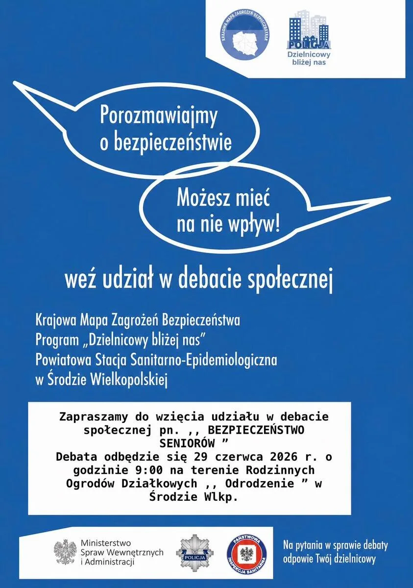 Debata społeczna o bezpieczeństwie dla seniorów w Środzie Wlkp.